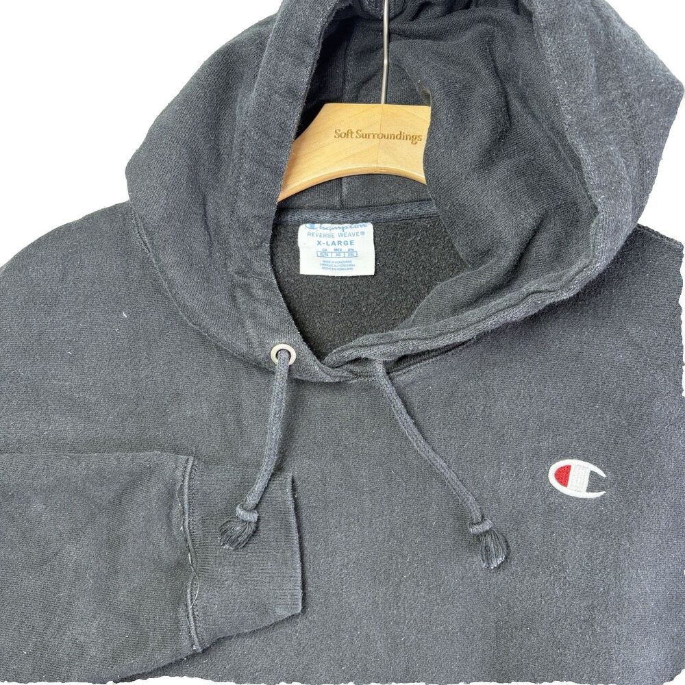 Champion Reverse Weave Hoodie Womens XL Pullover Black Activewear Gym Winter